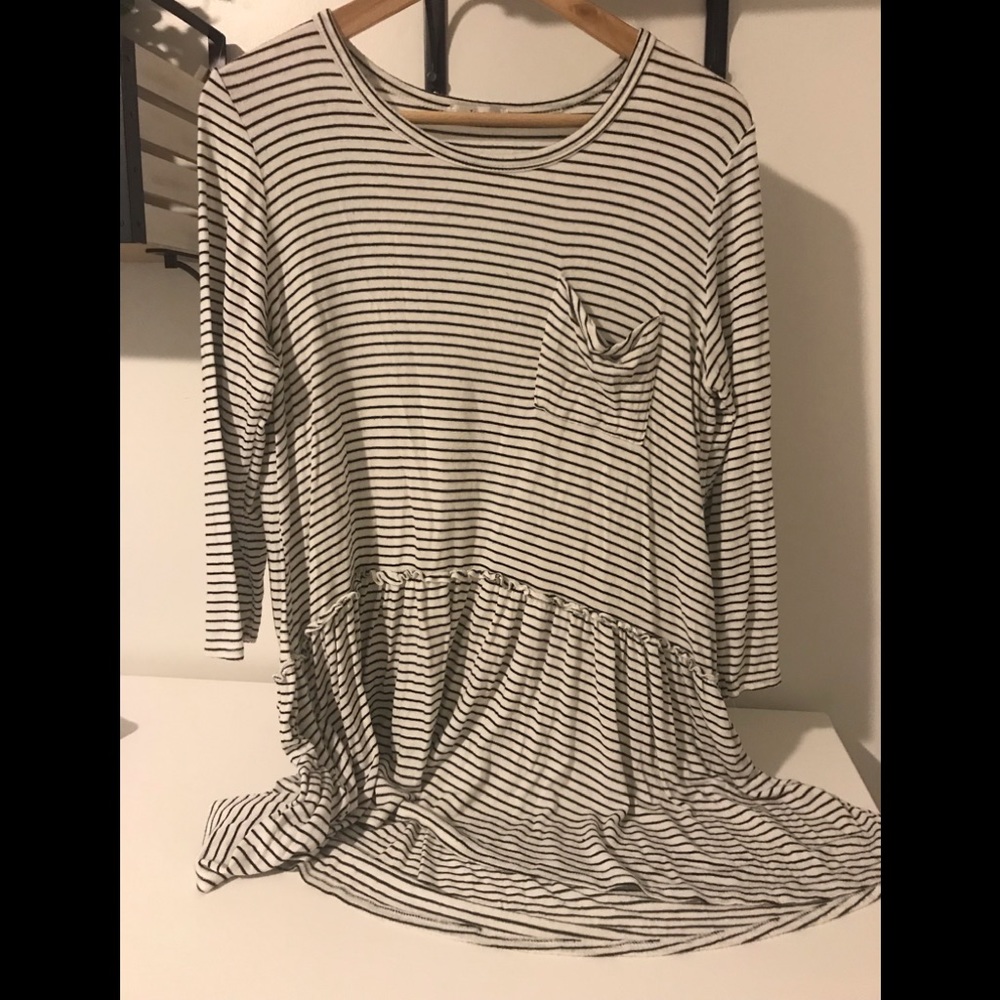 Black and white striped Peplum